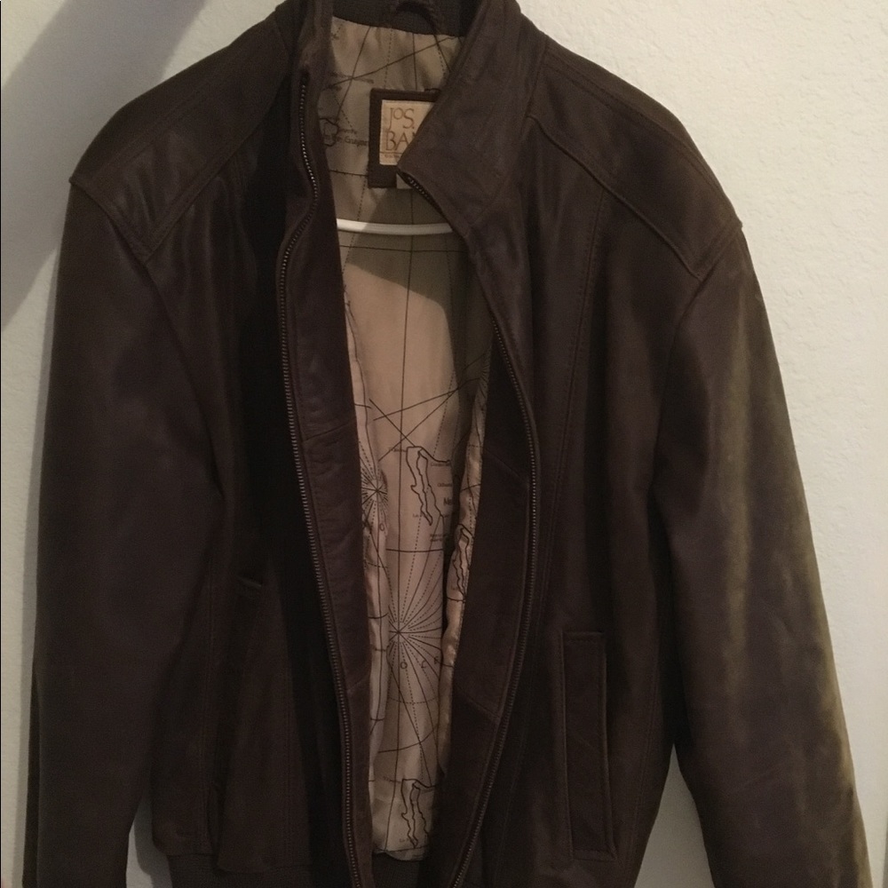 Jos a bank brown genuine leather bomber jacket.